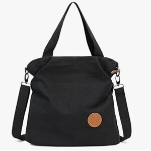 MYHOZEE Black Crossbody Canvas Tote Bag